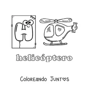 Imagen para colorear de h de helicóptero
