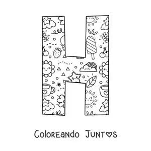 Imagen para colorear de la letra h con dibujos animados