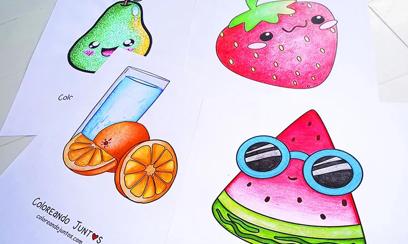 Dibujos de frutas coloreadas por Coloreando Juntos