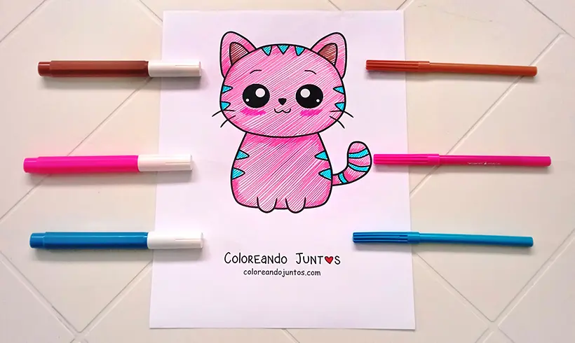 Dibujo de gato coloreado por Coloreando Juntos