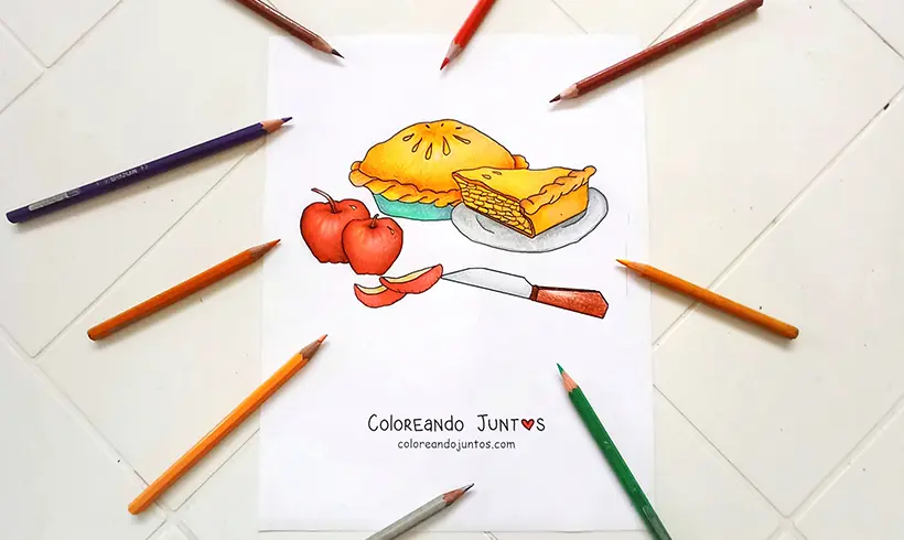 Dibujo de manzana coloreada por Coloreando Juntos