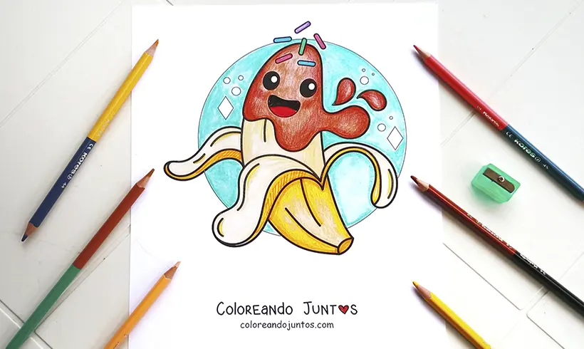 Dibujo de banana coloreada por Coloreando Juntos