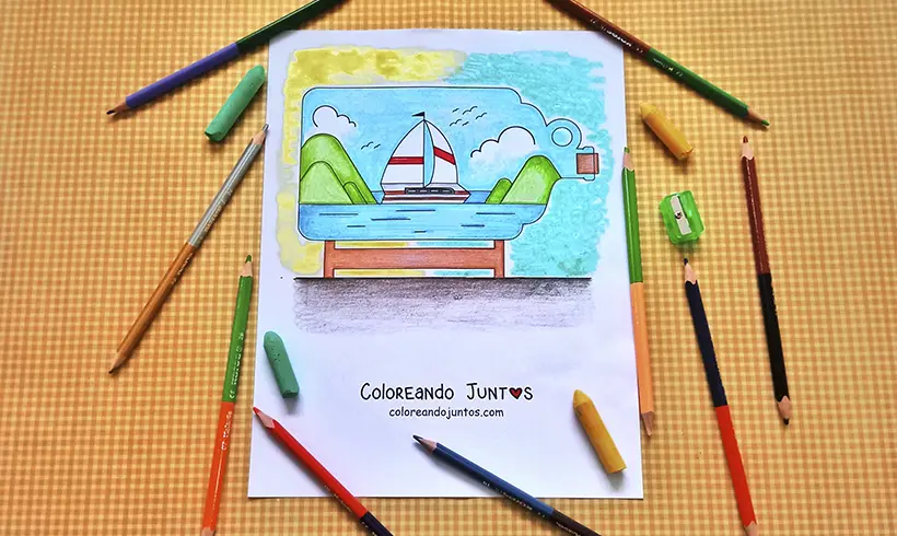 Dibujo de barco coloreado por Coloreando Juntos