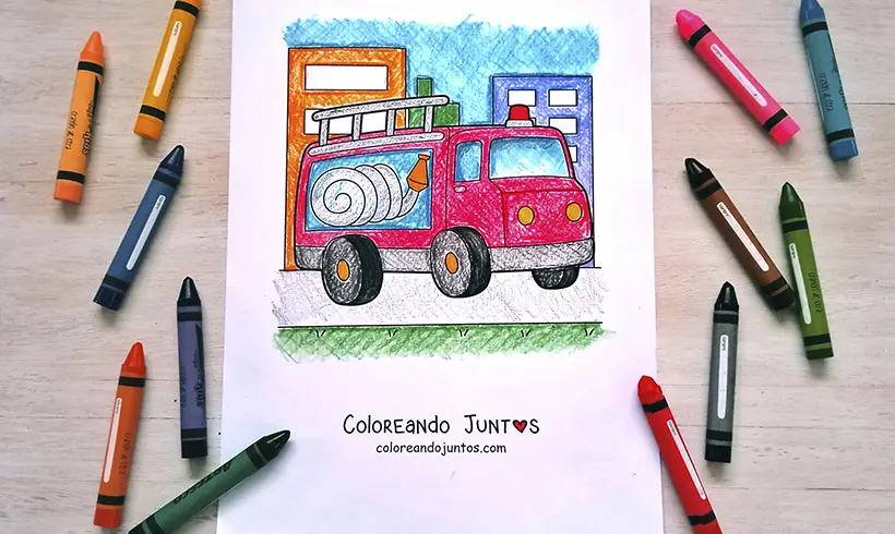 Dibujo de camión de bomberos coloreado por Coloreando Juntos