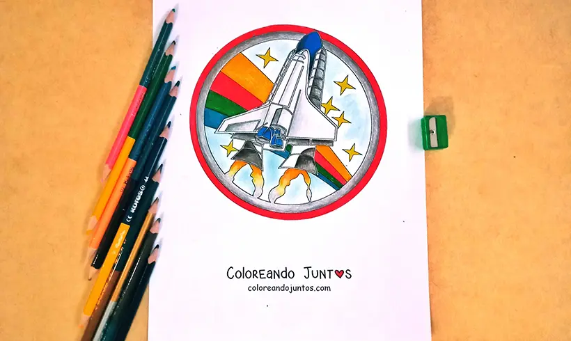 Dibujo de cohete coloreado por Coloreando Juntos