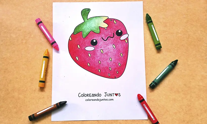 Dibujo de fresa coloreada por Coloreando Juntos
