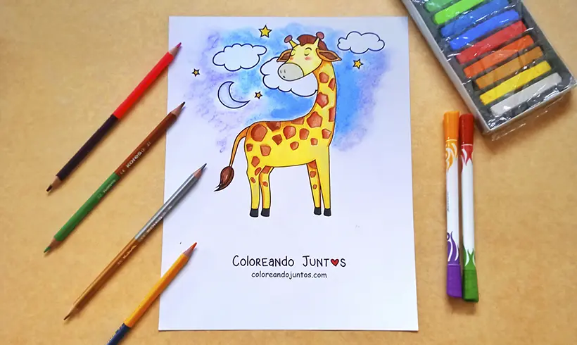 Dibujo de jirafa coloreada por Coloreando Juntos