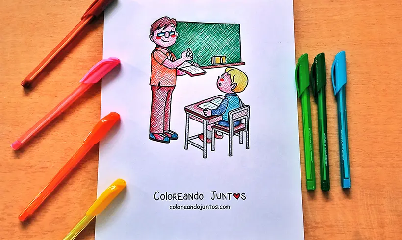 Dibujo de maestro coloreado por Coloreando Juntos