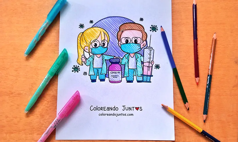 Dibujo de médicos coloreados por Coloreando Juntos