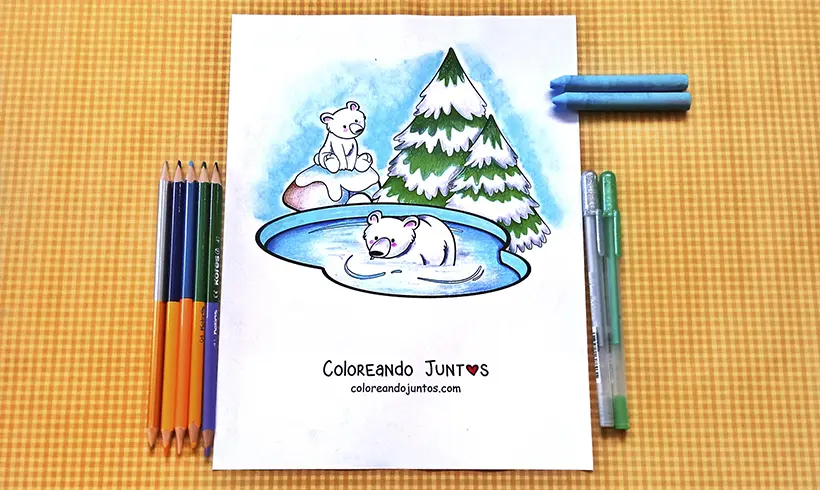 Dibujo de oso coloreado por Coloreando Juntos