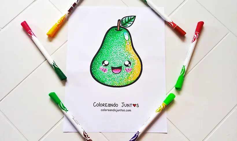 Dibujo de pera coloreada por Coloreando Juntos