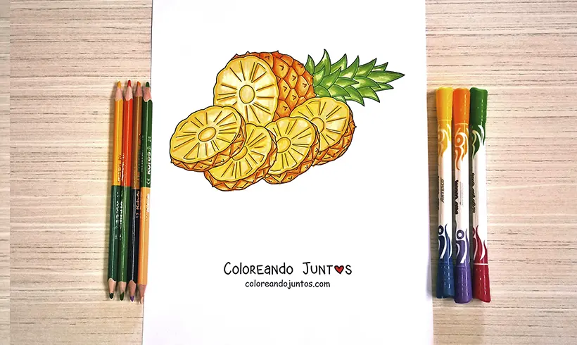 Dibujo de piña coloreada por Coloreando Juntos