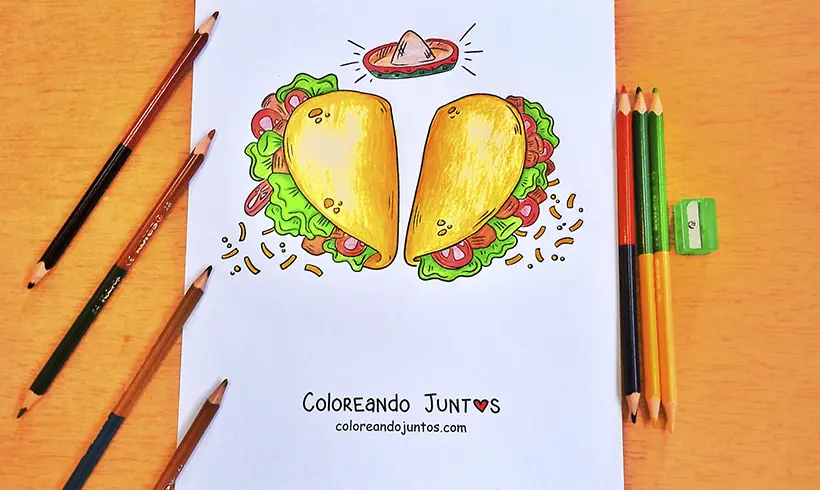 Dibujo de tacos coloreados por Coloreando Juntos