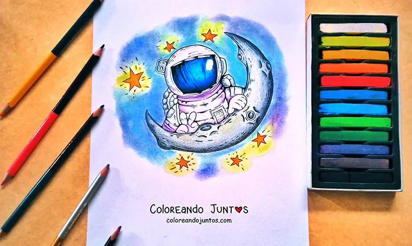 Dibujo de astronauta coloreado por Coloreando Juntos