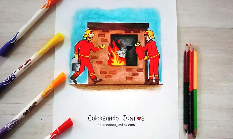 Dibujo de bomberos coloreados por Coloreando Juntos