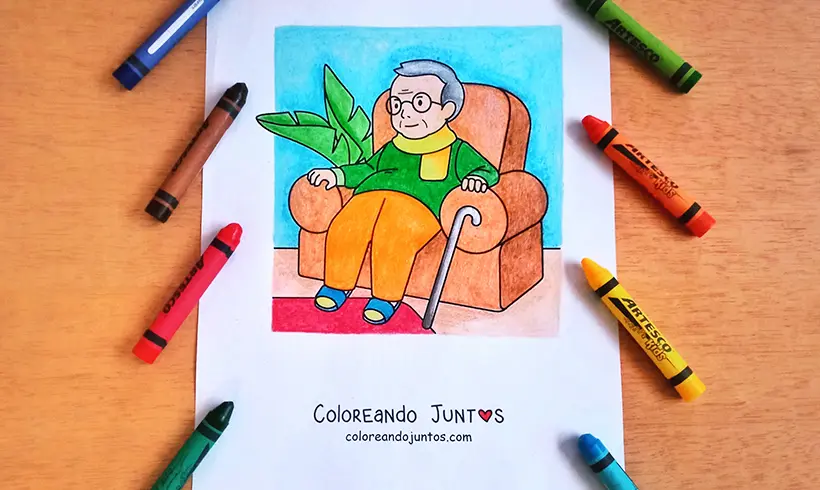Dibujo de abuelo coloreado por Coloreando Juntos