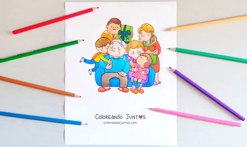 Dibujo de familia coloreada por Coloreando Juntos