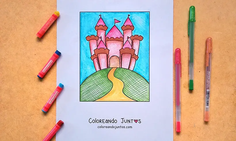 Dibujo de castillo coloreado por Coloreando Juntos