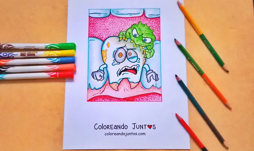 Dibujo de diente coloreado por Coloreando Juntos