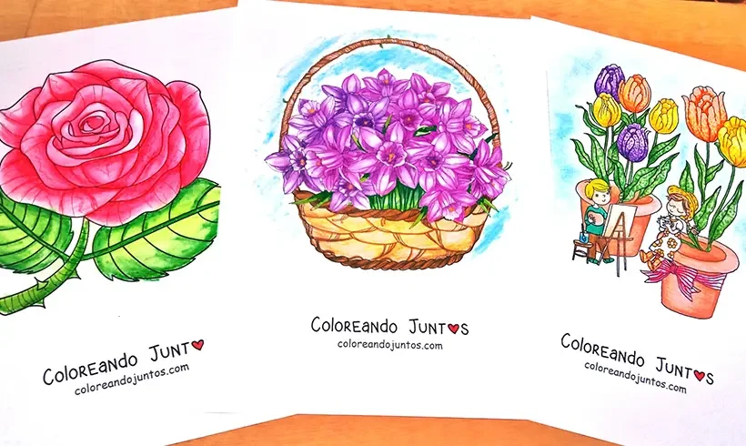 Dibujos de flores coloreadas por Coloreando Juntos