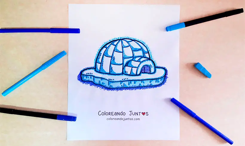 Dibujo de iglú coloreado por Coloreando Juntos