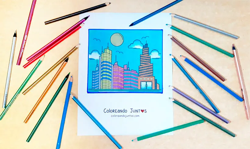 Dibujo de rascacielo coloreado por Coloreando Juntos