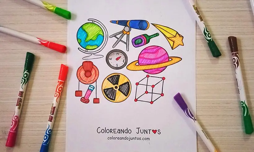 Dibujo de física coloreado por Coloreando Juntos