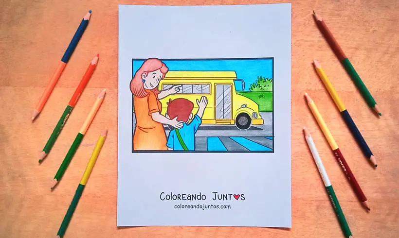 Dibujo de escuela coloreado por Coloreando Juntos