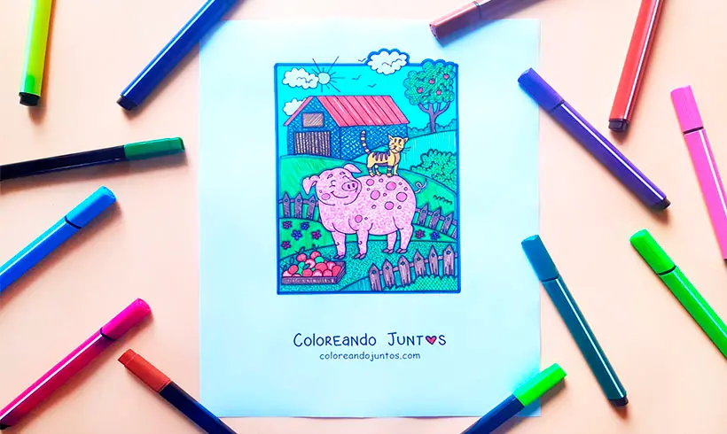 Dibujo de granja coloreada por Coloreando Juntos