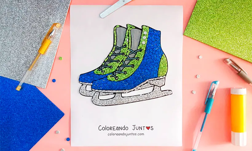 Dibujo de patinaje coloreado por Coloreando Juntos