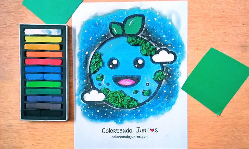Dibujo de La Tierra coloreada por Coloreando Juntos