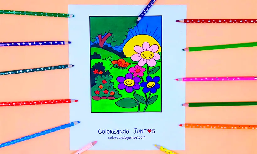 Dibujo de primavera coloreada por Coloreando Juntos