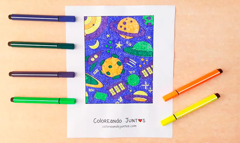 Dibujo de satélite coloreado por Coloreando Juntos