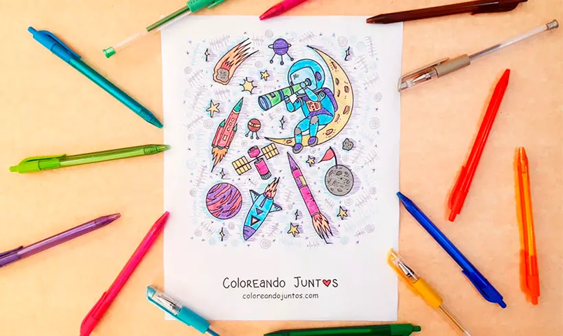 Dibujo de telescopio coloreado por Coloreando Juntos