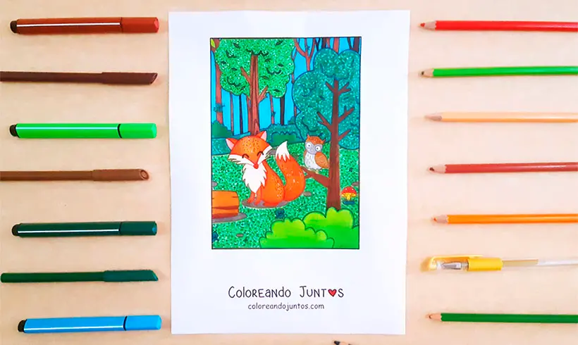 Dibujo de bosque coloreado por Coloreando Juntos
