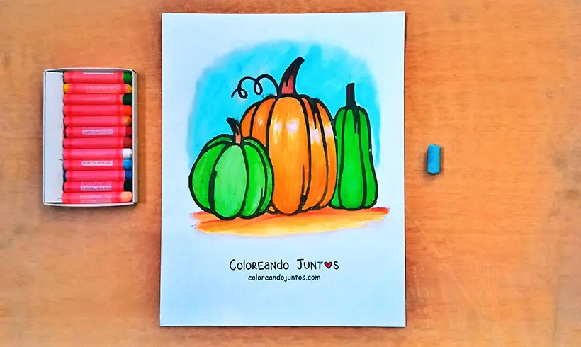 Dibujo de calabazas coloreadas por Coloreando Juntos