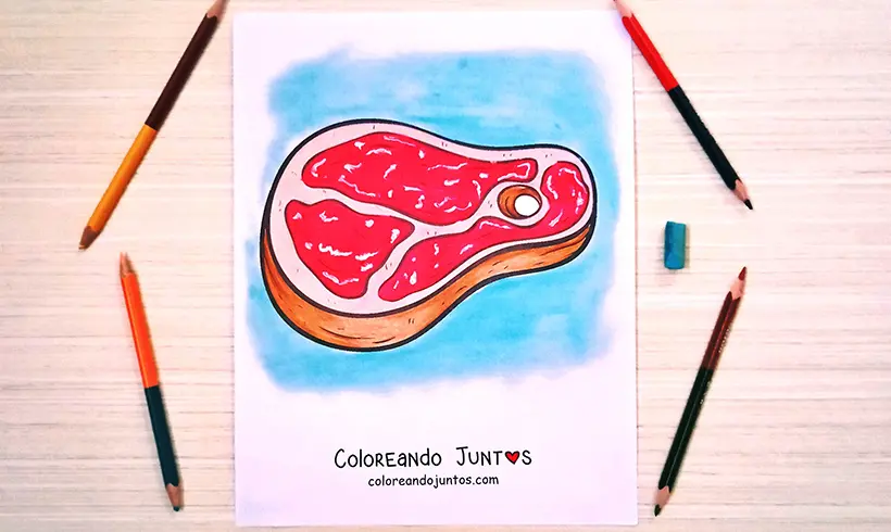 Dibujo de carne coloreada por Coloreando Juntos