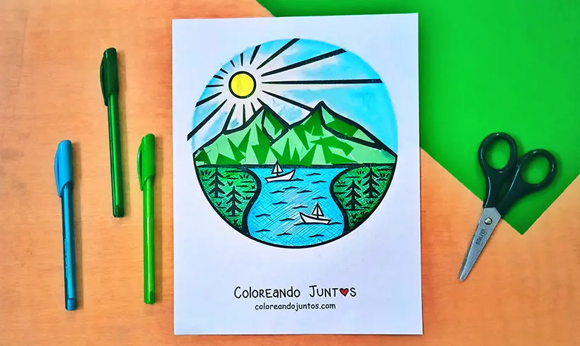 Dibujo de lago coloreado por Coloreando Juntos