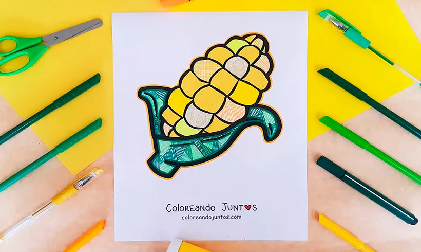 Dibujo de maíz coloreado por Coloreando Juntos