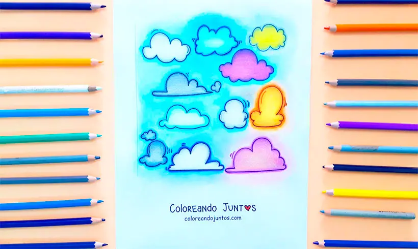 Dibujo de nubes coloreadas por Coloreando Juntos
