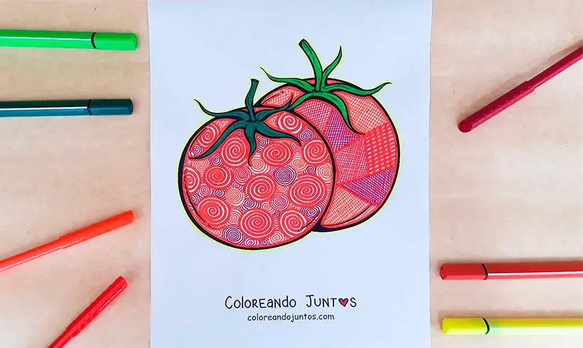 Dibujo de tomates coloreados por Coloreando Juntos