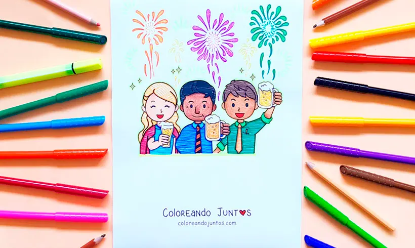 Dibujo de Año Nuevo coloreado por Coloreando Juntos