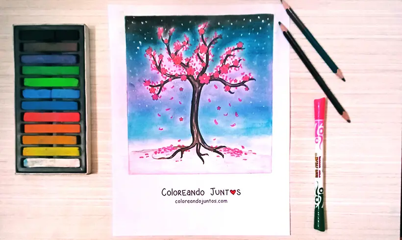 Dibujo de cerezo coloreado por Coloreando Juntos