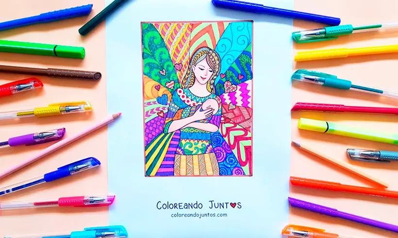 Dibujo del Día de las Madres coloreado por Coloreando Juntos