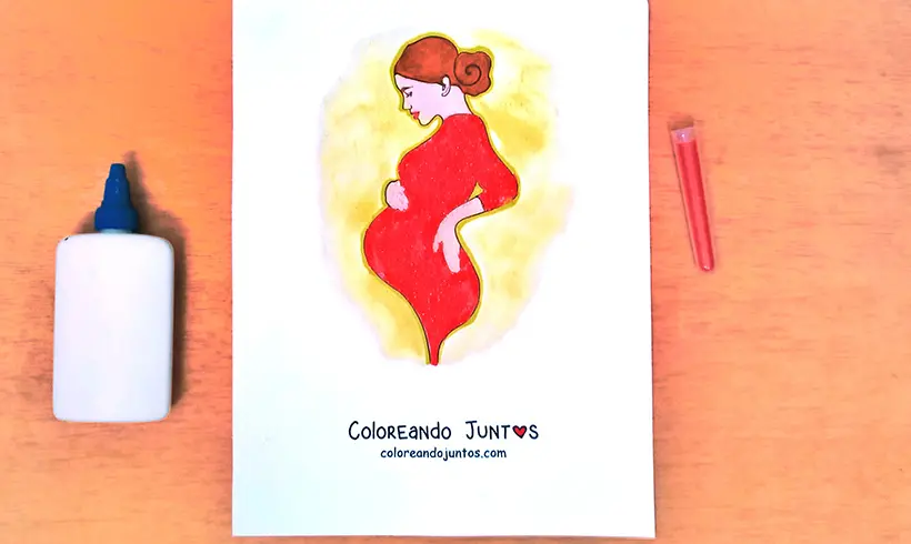 Dibujo de embarazada coloreada por Coloreando Juntos
