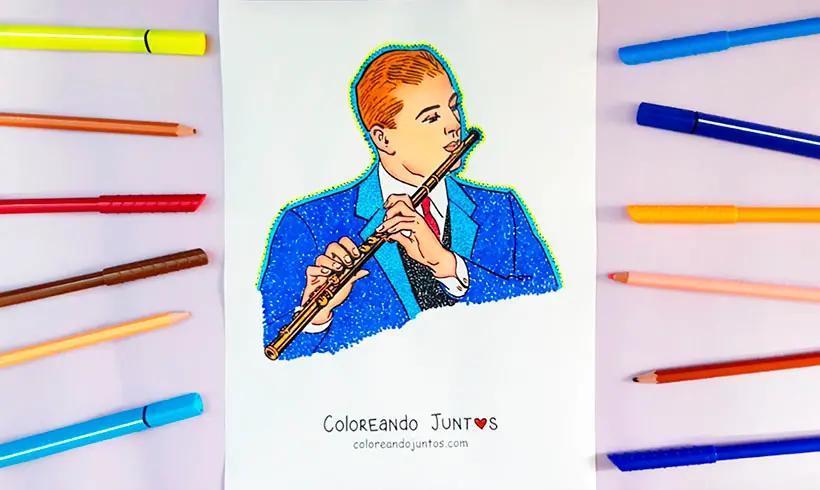 Dibujo de flauta coloreada por Coloreando Juntos