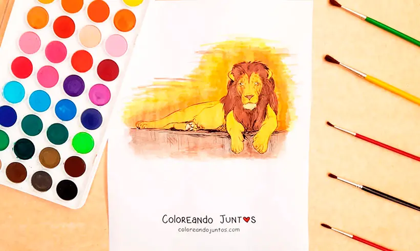 Dibujo de león coloreado por Coloreando Juntos