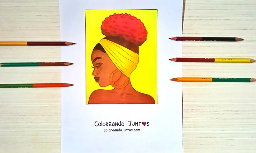 Dibujo de mujer coloreada por Coloreando Juntos