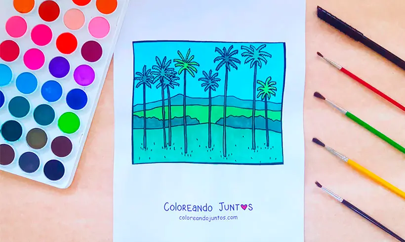 Dibujo de palmeras coloreado por Coloreando Juntos