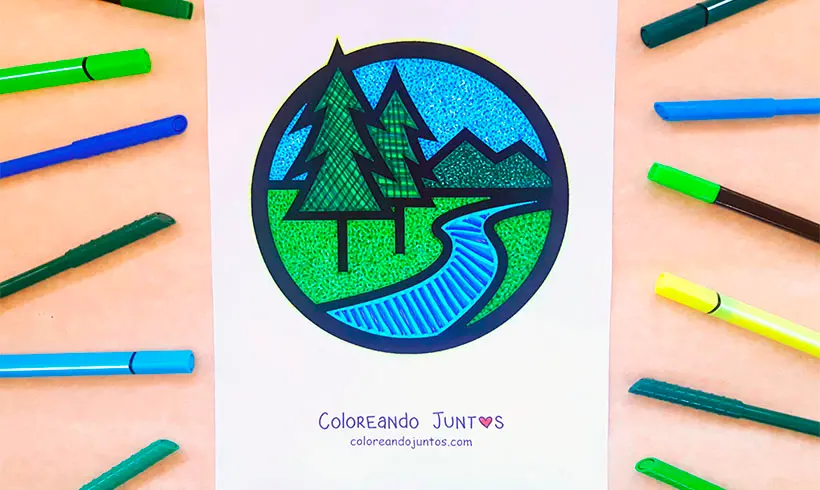 Dibujo de pinos coloreado por Coloreando Juntos